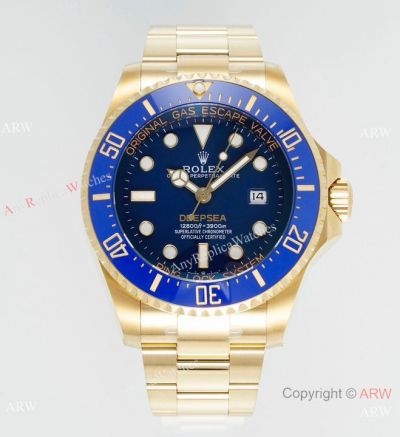 EWE factory Super Clone ROLEX Deepsea 3235 Yellow Gold Blue Dial Oyster Watch